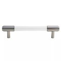 Chrome and clear textured lucite cabinet bar pull handle/clear acrylic drawer handle/lucite furniture hardware/transparent resin handle
