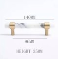 White and grey Calcutta marble cabinet pull handle/white marble and brass drawer pull/white marble door handle/marble furniture hardware