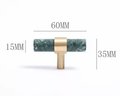 Dark Green Verde marble and brass cabinet pull/Green marble and gold brass drawer pull/green marble cabinet handle/modern stone hardware