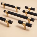 Jet black nero marble cabinet handle/black marble and brass drawer pull/marble furniture hardware/black and gold or silver kitchen hardware