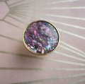 Pink mother of pearl drawer pull/liliac pearl and gold brass cabinet handle/round shell drawer knob/nursery decor/pink furniture hardware