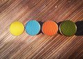 Brass and leather drawer pull/retro colour cabinet handle/blue, yellow, orange and green drawer knob/leather door handle/leather hardware