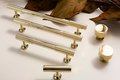 Shiny gold brass bar handle/bar handle with a line pattern/polished metal cabinet handle/home improvement hardware/kitchen cabinet handle
