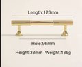 Shiny gold brass bar handle/bar handle with a line pattern/polished metal cabinet handle/home improvement hardware/kitchen cabinet handle