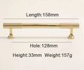 Shiny gold brass bar handle/bar handle with a line pattern/polished metal cabinet handle/home improvement hardware/kitchen cabinet handle