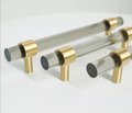 Smoke grey lucite cabinet bar pull handle/gray acrylic drawer handle/grey lucite furniture hardware/brass transparent resin cabinet handle