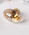 Polished oval crystal and brass cabinet pull/Retro gold glazed egg crystal drawer knob/mid century style smooth polished crystal door handle