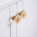 Polished oval crystal and brass cabinet pull/Retro gold glazed egg crystal drawer knob/mid century style smooth polished crystal door handle