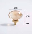 Polished oval crystal and brass cabinet pull/Retro gold glazed egg crystal drawer knob/mid century style smooth polished crystal door handle