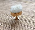 Green or white quartz crystal geode and brass cabinet handle/gemstone drawer handle/crystal door handle/raw semi precious stone door knob