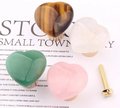 Smooth polished heart shaped semi precious stone drawer handle/Pink, white quartz, tiger eye or jade cabinet handle/heart gemstone door knob