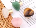 Smooth polished heart shaped semi precious stone drawer handle/Pink, white quartz, tiger eye or jade cabinet handle/heart gemstone door knob
