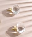Mid century modern clear crystal cabinet pull/Transparent  oval shaped door knob/crystal furniture hardware/vintage style egg shaped handle