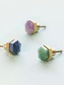 Blue Lapis Lazuli and brass hexagonal drawer pull/Geometric semi precious stone cabinet handle/Gemstone door knob/stone furniture hardware