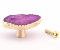 Bright colourful crystal slice drawer handle/Quartz crystal wrapped in gold brass cabinet pull/Gemstone furniture hardware/Crystal door knob