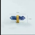 Hexagonal Indigo Blue crystal cabinet bar handle/Blue semi precious stone and brass drawer pull/Luxury furniture hardware/gemstone handle