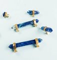 Hexagonal Indigo Blue crystal cabinet bar handle/Blue semi precious stone and brass drawer pull/Luxury furniture hardware/gemstone handle