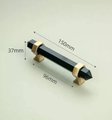 Hexagonal dark coffee quartz cabinet bar handle/gold brass and dark quartz drawer pull/Semi precious stone hardware/crystal door handle