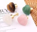 Smooth polished heart shaped semi precious stone drawer handle/Pink, white quartz, tiger eye or jade cabinet handle/heart gemstone door knob