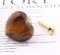 Smooth polished heart shaped semi precious stone drawer handle/Pink, white quartz, tiger eye or jade cabinet handle/heart gemstone door knob