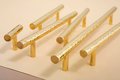 Glittery gold hammered brass cabinet bar handle/Shiny solid brass drawer pull/textured gold brass door handle/Gold brass furniture hardware