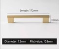 Gold brass knurled bar handle with wide base/metal cabinet handle/home improvement hardware/brass kitchen cabinet handle