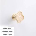 Glittery rainbow aura quartz crystal and gold clover shaped cabinet pull/Gemstone door handle/Clover shaped drawer handle/crystal hardware