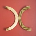 A Pair of large gold cog shaped semi circle door handles/large demi lune cabinet pulls/half circle drawer handles/Gold wardrobe handles