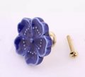 Ceramic flower design cabinet pull/Bright coloured flower drawer knobs/floral furniture hardware/simple flower handle