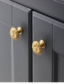 Gold brass dandelion design drawer knob/Daisy design cabinet pull/Vintage style door handle/Brass furniture hardware/Round gold drawer pull