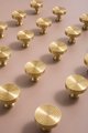 Chunky matte gold brass echo pattern drawer handle/brass furniture hardware/Mid century modern drawer knob/Gold brass retro cabinet pull