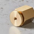 Industrial chic hexagonal shaped drawer pull/Gold nut style solid brass cabinet knob/Gold brass geometric door knob/man cave brass hardware