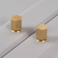 Industrial chic hexagonal shaped drawer pull/Gold nut style solid brass cabinet knob/Gold brass geometric door knob/man cave brass hardware
