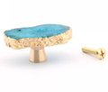 Bright colourful crystal slice drawer handle/Quartz crystal wrapped in gold brass cabinet pull/Gemstone furniture hardware/Crystal door knob