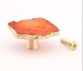 Bright colourful crystal slice drawer handle/Quartz crystal wrapped in gold brass cabinet pull/Gemstone furniture hardware/Crystal door knob