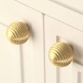 Round gold beehive shaped cabinet pull/Round brass ridged drawer knob/Round brass door handle for furniture renovation/Gold brass hardware