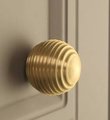 Round gold beehive shaped cabinet pull/Round brass ridged drawer knob/Round brass door handle for furniture renovation/Gold brass hardware
