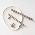 Silver nickle cabinet pull/Matte silver bar pull handle with a line pattern/Silver nickle drawer handle/modern silver furniture hardware