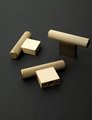 Gold brass knurled bar handle with wide base/metal cabinet handle/home improvement hardware/brass kitchen cabinet handle