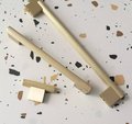 Gold brass knurled bar handle with wide base/metal cabinet handle/home improvement hardware/brass kitchen cabinet handle