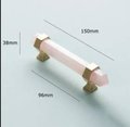 Hexagonal rose quartz crystal cabinet bar handle/Pink semi precious stone and brass drawer pull/Luxury furniture hardware/gemstone handle