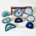 Round large colourful Agate slice cabinet handle/Bright coloured stone door handle with gold edges/Rainbow shade agate slice drawer handle