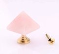 Semi precious stone pyramid shaped cabinet handle/Stone triangle and brass drawer pull/Gemstone pyramid door handle/Geometric cabinet handle