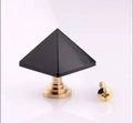 Semi precious stone pyramid shaped cabinet handle/Stone triangle and brass drawer pull/Gemstone pyramid door handle/Geometric cabinet handle