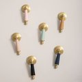 Pastel colour leather and brass drop drawer handle/Light coloured leather and gold drop cabinet pull/Brass drop handle wrapped in leather