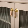Pastel colour leather and brass drop drawer handle/Light coloured leather and gold drop cabinet pull/Brass drop handle wrapped in leather