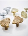 Shiny Gold, Silver or matte Bronze flower design cabinet handles/Matching semi circle and round drawer knobs/Unusual gold brass door handles