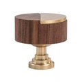 Round walnut wood and gold brass inlay cabinet Pull/Geometric semicircular pattern drawer handle/Gold brass and dark wooden door handle