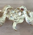 Gold brass phoenix cabinet pull/Gold bird and cloud drawer handle/Brass birds and cloud door handle/Brass furniture hardware/Unique handles