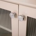 Mid century modern silver door knob/textured shiny silver drawer handle/cut metal cabinet pull/furniture hardware/retro button door knob